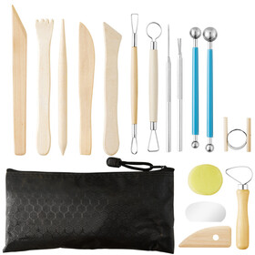 Aspire Wood Pottery Sculpting Tools Set 17 Pieces Clay Modeling Carving Tool Kit for Art Craft Sculpture