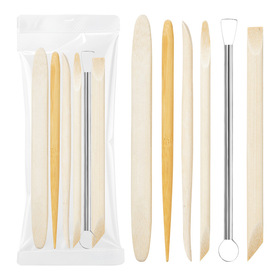 Aspire 6 Piece Clay Sculpting Tools Set Bamboo and Metal Pottery Carving and Shaping Wooden Clay Modeling Tools