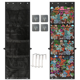 MUKA Stuffed Animal Storage Door Hanging Organizer Storage with 4 Large Dense Mesh Pockets, Black (18.9"x62.6")