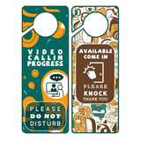 MUKA Do Not Disturb Door Hanger Sign Video Call In Progress Door Sign Available Come In Please Knock Door Hanger Sign, Pvc, 8.6"X3.1"