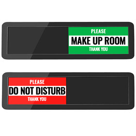MUKA Sliding Room Sign Do Not Disturb Sign Clean Up Room Sign For Hotel Office,Black Acrylic, 7"X2"
