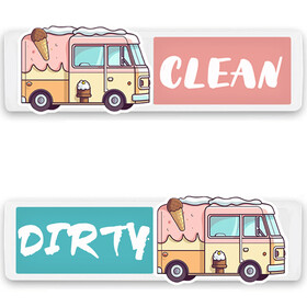 MUKA Dishwasher Magnet Clean Dirty Sign - Push to Select Clean or Dirty Indicator, Includes Adhesive Sticker, Cartoon Design Magnets 7"x 2"