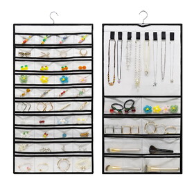 MUKA Hanging Jewelry Organizer, Double Sided Foldable 80 Pockets Closet Jewelry Organizer Storage with Hanger