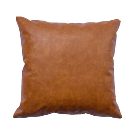 MUKA Faux Leather Throw Pillow Covers, Waterproof Decorative Cognac Brown Leather Cushion Case for Sofa Backrest Throw Pillow