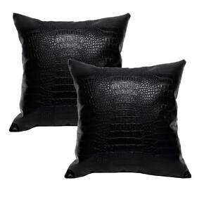 MUKA 2 Pcs Faux Leather Throw Pillow Covers 18 X 18 Inches, Solid Dyed Crocodile PU leather Sofa Backrest Throw Pillow Cover