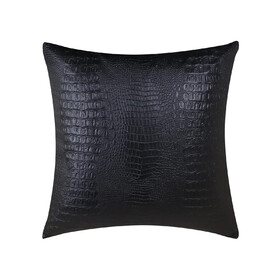 MUKA Faux Leather Throw Pillow Covers 18 X 18 Inches, Solid Dyed Crocodile PU leather Sofa Backrest Throw Pillow Cover
