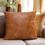 MUKA Faux Leather Throw Pillow Covers, Waterproof Decorative Morden Brown Leather Cushion Case for Sofa Backrest Throw Pillow