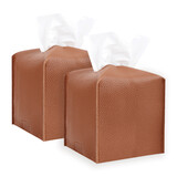 MUKA 2 Pack 5-Inch Square PU Leather Tissue Box Holder Tissue Box Organizer Facial Tissue Dispenser for Home and Office