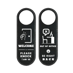 MUKA Out Of Office Door Hanger Sign Welcome Please Knock Door Hanger Sign For Office Business, PU Leather, 9.4"X3.1"
