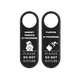 MUKA Pumping In Progress Sign For Work Breastfeeding Door Hanger Sign Do Not Disturb Sign, PU Leather, 9.4"X3.1"