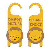 TOPTIE Do Not Disturb Door Hanger Sign Please Knock Door Knob Hanger Sign for Office/Class, Double Sided, Cute lion