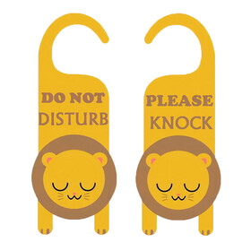 TOPTIE Do Not Disturb Door Hanger Sign Please Knock Door Knob Hanger Sign for Office/Class, Double Sided, Cute lion