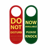 Muka Do Not Disturb Pu Leather Door Hanger Sign Now Available Please Knock Door Sign For Hotel/Office Red/Green, 9.4