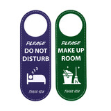 Muka Do Not Disturb PU Door Hanger Sign Make Up Room Door Knob Hanger Sign For Hotel Navy&Green, 9.4
