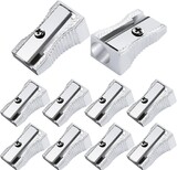 Aspire Aluminum Alloy Pencil Sharpener Single Hole Manual Geometric Silver, Pack of 10