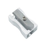 Aspire Single Hole Metal Pencil Sharpener Aluminum Alloy Handheld Shaving Tool for School Office Supplies Silver