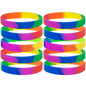 GOGO 10 Pcs Rainbow Pride Silicone Wristbands, Rubber Bracelets, Party Favors