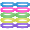 GOGO 10 Pcs Glow-in-the-dark Silicone Wristbands, Rubber Bracelets, Party Favors