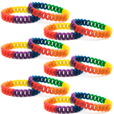 GOGO 12 PCS Rainbow Silicone Chain Link Bracelets Gay Pride Wristbands Support LGBTQ Cause