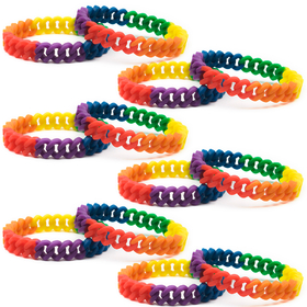 GOGO 12 PCS Rainbow Silicone Chain Link Bracelets, Gay Pride Wristbands Support LGBT Cause