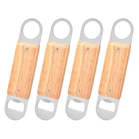 Aspire 4 PCS Wood Flat Bottle Openers, Paddle Beer Bottle Openers with Wooden Handle for Bartender, Kitchen, Restaurant