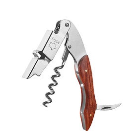 Aspire Wine Opener, Rosewood Double Hinged Corkscrew with Foil Cutter, Professional Wine Bottle Opener for Servers, Waiters