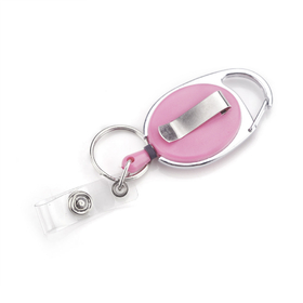 Muka Breast Cancer Awareness Pink Carabiner Badge Holder Reels With Back Splint and Key Ring