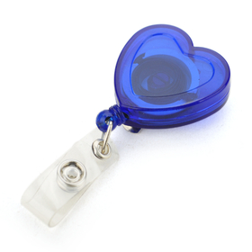 Officeship Blue Heart Shape Retracting Badge Reels 10 PCS