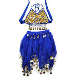 BellyLady Kid's Halloween Costume Belly Dance Halter Top & Skirt, Blue