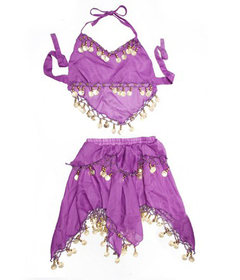 BellyLady Kid's Belly Dance Costume, Purple Skirt & Halter Top Sets