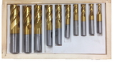 ABS Import Tools 10 PIECE 4 FLUTE TiN COATED END MILL SET (5800-0010)