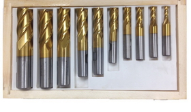 ABS Import Tools 10 PIECE 4 FLUTE TiN COATED END MILL SET (5800-0010)