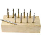 ABS Import Tools 10 PIECE 2 & 4 FLUTE MINI HIGH SPEED STEEL DOUBLE END MILL SET (8000-0025)