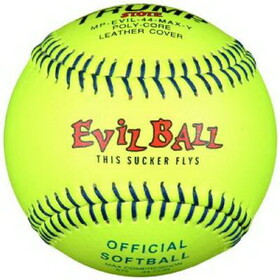 Evil Sports 1394797 Trump MP-EVIL-44-MAX-Y 12" 44/525 Yellow Leather Cover Official Softball - One Dozen
