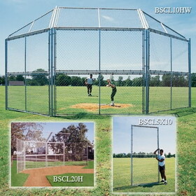 BSN Sports BSCL10HW Chain Link Backstop-10' w/Hood & Wings