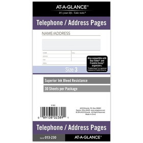 AT-A-GLANCE Telephone/Address Planner Pages