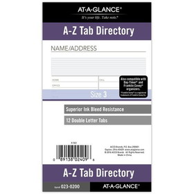 AT-A-GLANCE Telephone Address A-Z Planner Tabs, Loose-Leaf, Portable Size, 3 3/4" x 6 3/4"