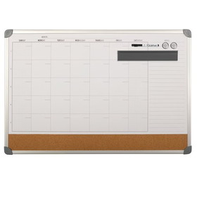 Quartet Magnetic Calendar Combination Board, 36" x 24", Silver Aluminum Frame