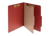 ACCO Pressboard 4-Part Classification Folders with PermClip Fasteners, Letter, Red, Box of 10, 15034