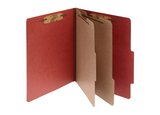 ACCO Pressboard 6-Part Classification Folders with Permclip Fasteners, Letter, Red, Box of 10, 15036
