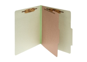 ACCO Pressboard 4-Part Classification Folders with PermClip Fasteners, Letter, Green, Box of 10, 15044