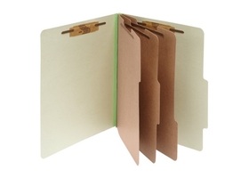 ACCO Pressboard 8-Part Classification Folders with PermClip Fasteners, Letter Green, Box of 10, 15048