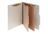 ACCO Pressboard 6-Part Classification Folders with PermClip Fasteners, Letter, Gray, Box of 10, 15056