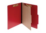 ACCO ColorLife PRESSTEX 4-Part Classification Folders with PermClip Fasteners, Letter, Red, Box of 10, 15649