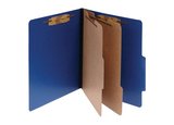 ACCO ColorLife PRESSTEX 6-Part Classification Folders with PermClip Fasteners, Letter, Dark Blue, Box of 10, 15663