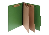 ACCO ColorLife PRESSTEX 6-Part Classification Folders with PermClip Fasteners, Letter, Dark Green, Box of 10, 15665