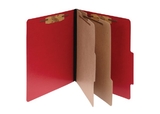 ACCO ColorLife PRESSTEX 6-Part Classification Folders with PermClip Fasteners, Letter, Red, Box of 10, 15669