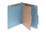 ACCO Pressboard 4-Part Classification Folders with PermClip Fasteners, Legal, Sky Blue, Box of 10, 16024