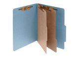 ACCO Pressboard 6-Part Classification Folders with PermClip Fasteners, Legal, Sky Blue, Box of 10, 16026