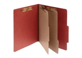 ACCO Pressboard 6-Part Classification Folders with Permclip Fasteners, Legal, Earth Red, Box of 10, 16036